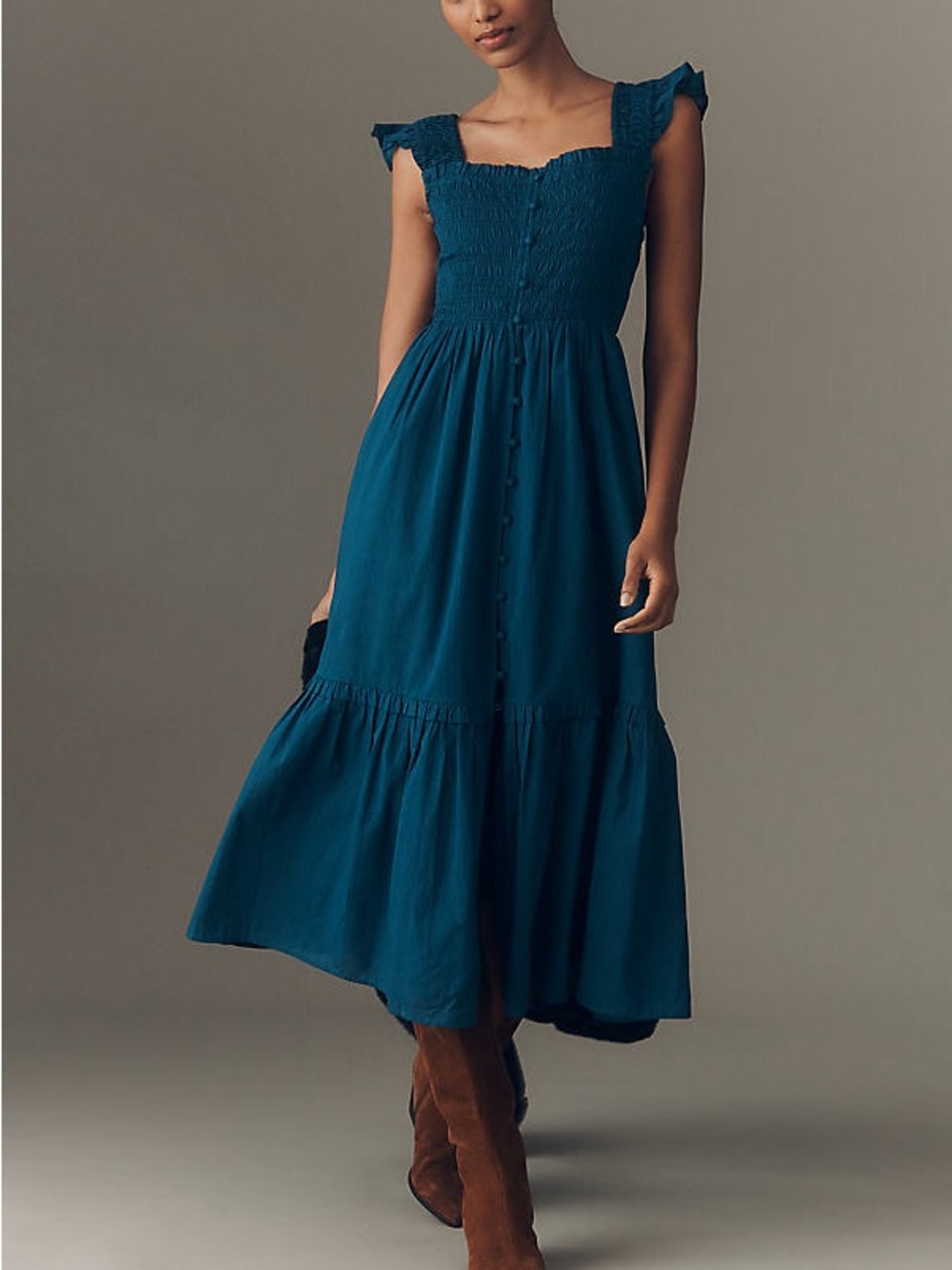 Anthropologie Peregrine Square Neck Midi Dress